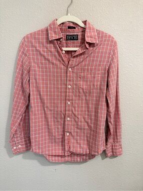 Hawker Rye Slim Fit Men's Coral Plaid Casual Button-Down Shirt